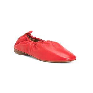 MANSUR GAVRIEL Poppy Made In Portugal Leather Glove Ruched Ballerina Flats